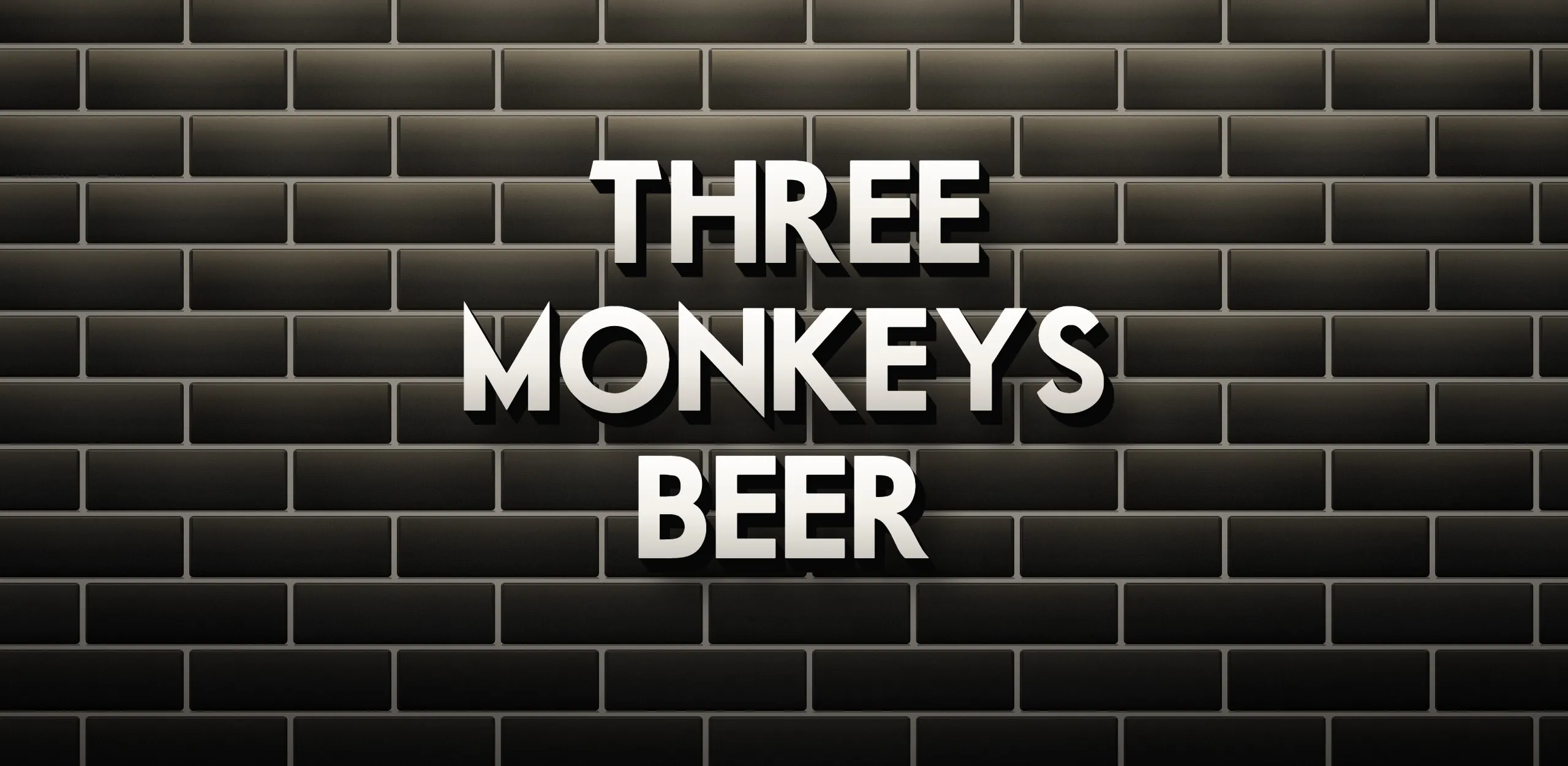 Three Monkeys Beer — azulejos pretos, logotipo Motor Oil