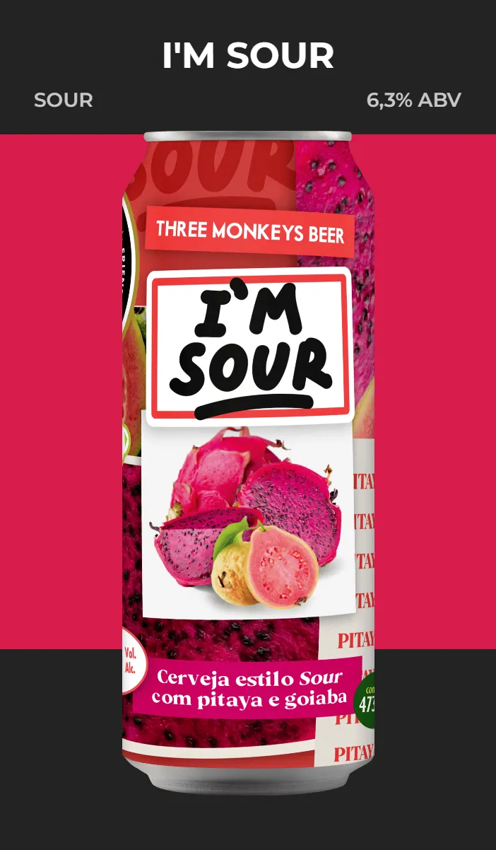 I'm Sour — cerveja Sour 6,3% ABV da Three Monkeys Beer