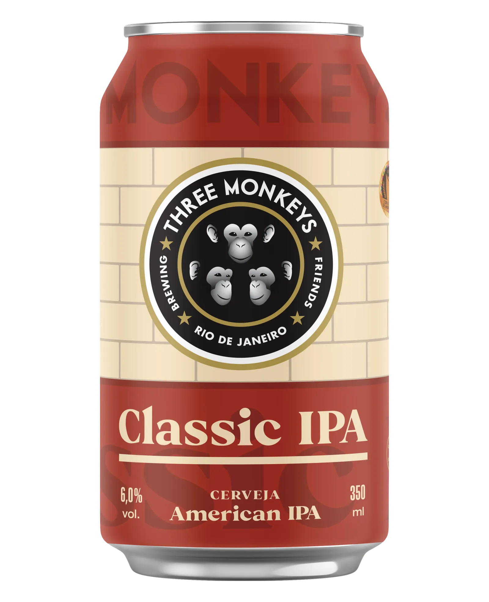 Lata da cerveja Three Monkeys Beer Classic IPA de 350ml