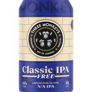 Lata da cerveja Three Monkeys Beer Classic IPA Free de 350ml