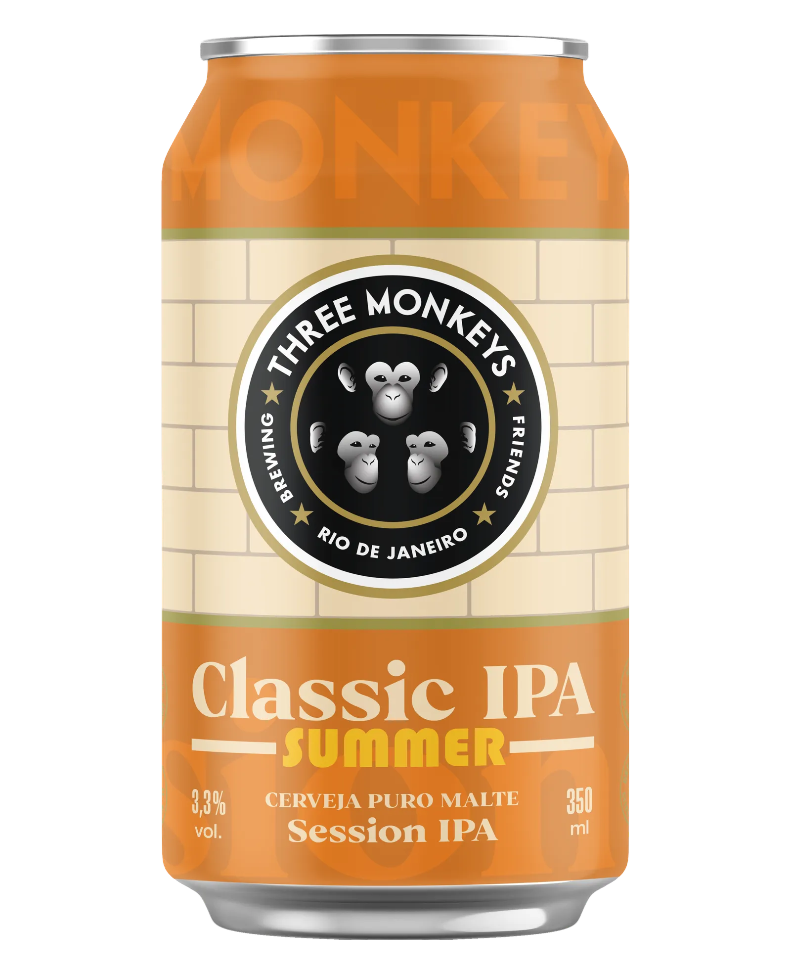 Lata da cerveja Three Monkeys Beer Classic IPA Summer de 350ml