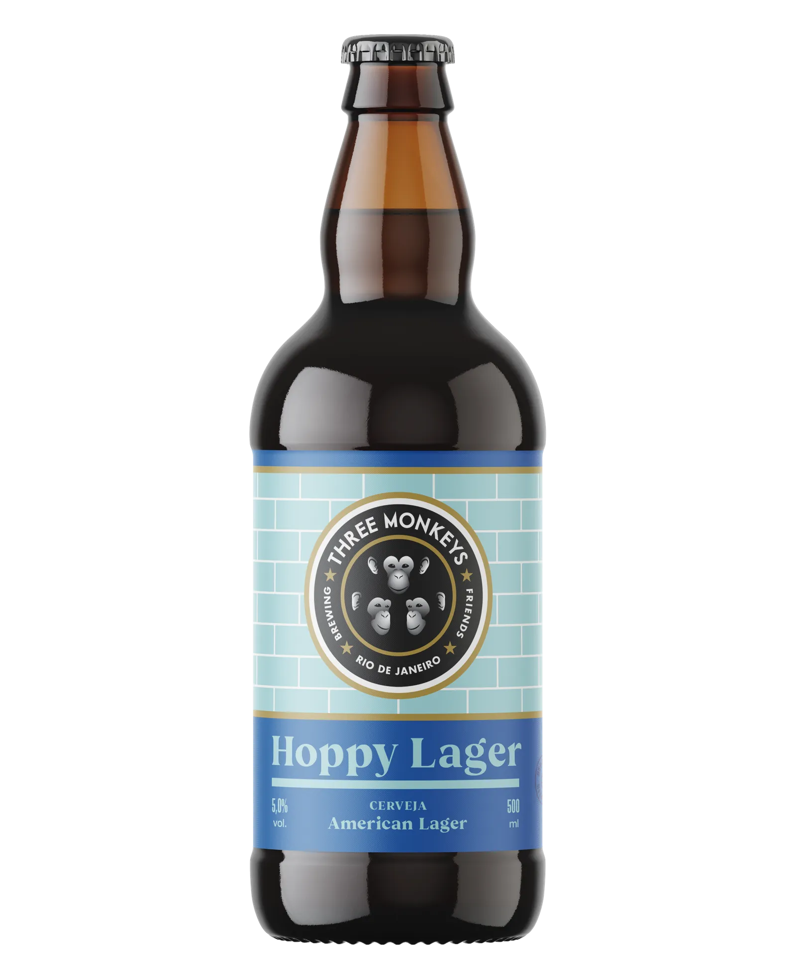 Lata da cerveja Three Monkeys Beer Hoppy Lager de 500ml