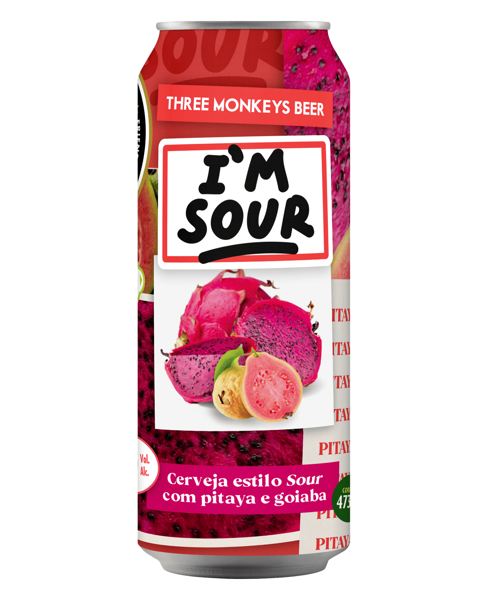 im-sour-473 v5 Lata da cerveja Three Monkeys Beer I'm Sour de 473ml