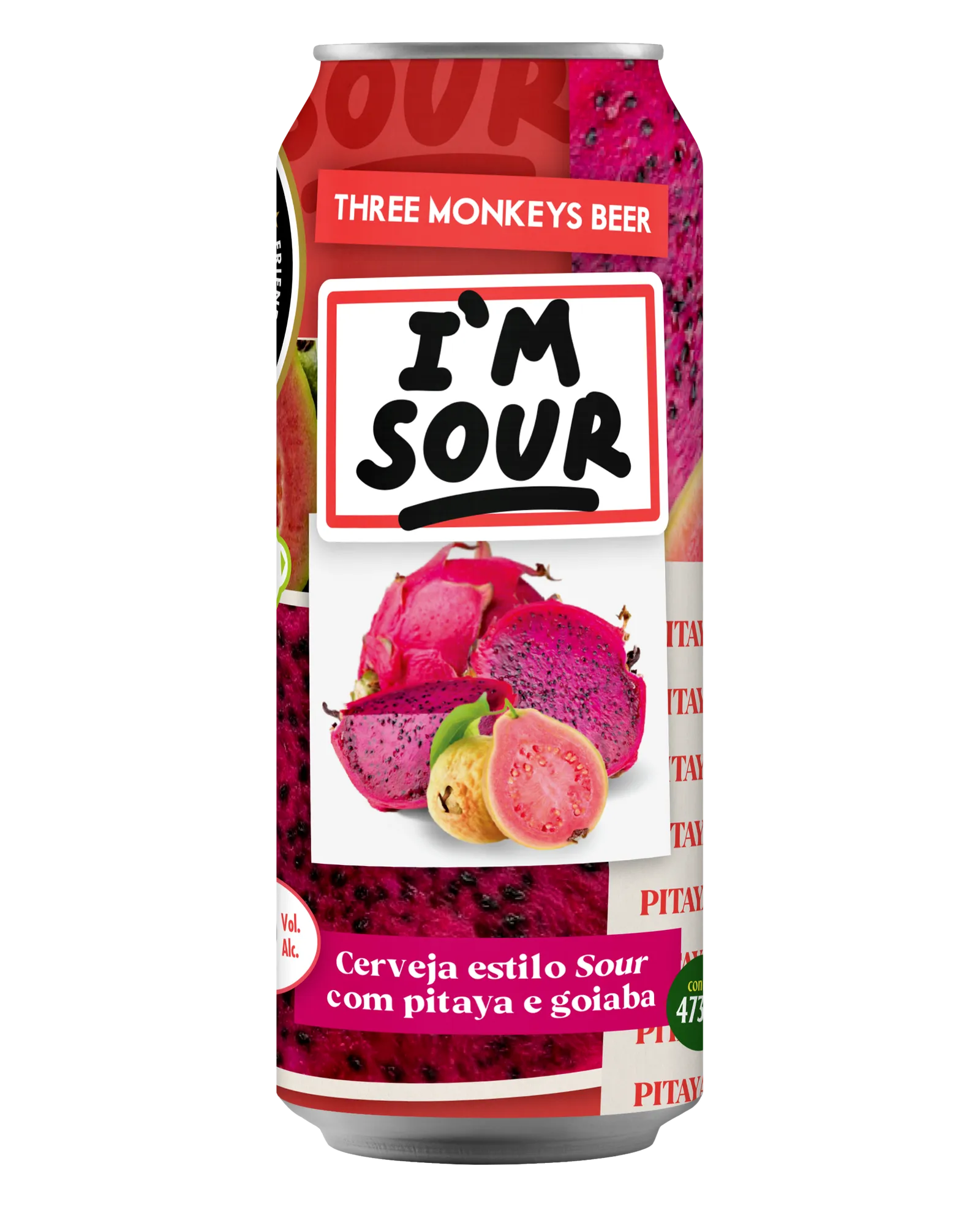 Lata da cerveja Three Monkeys Beer I'm Sour de 473ml