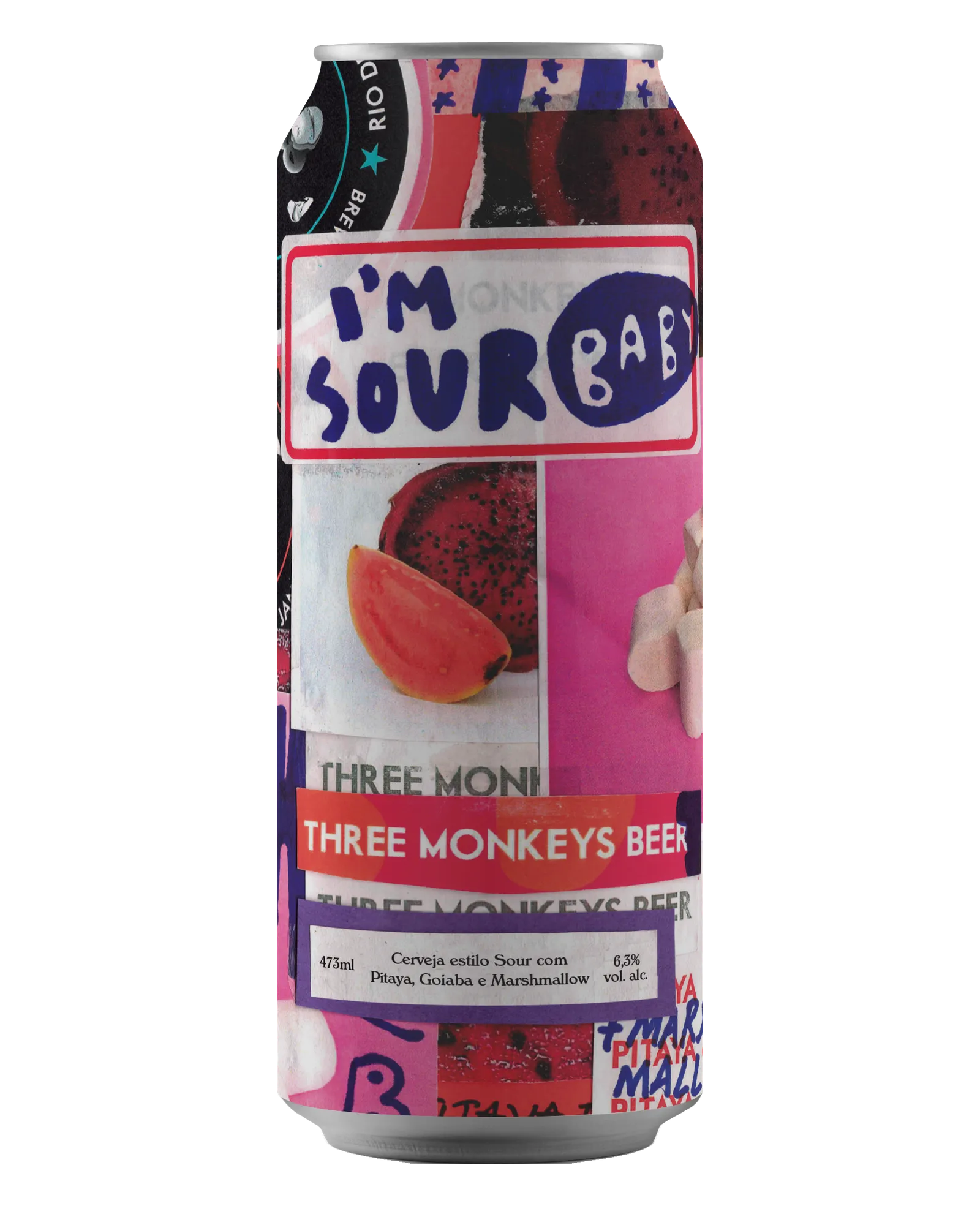 Lata da cerveja Three Monkeys Beer I'm Sour, Baby! de 473ml