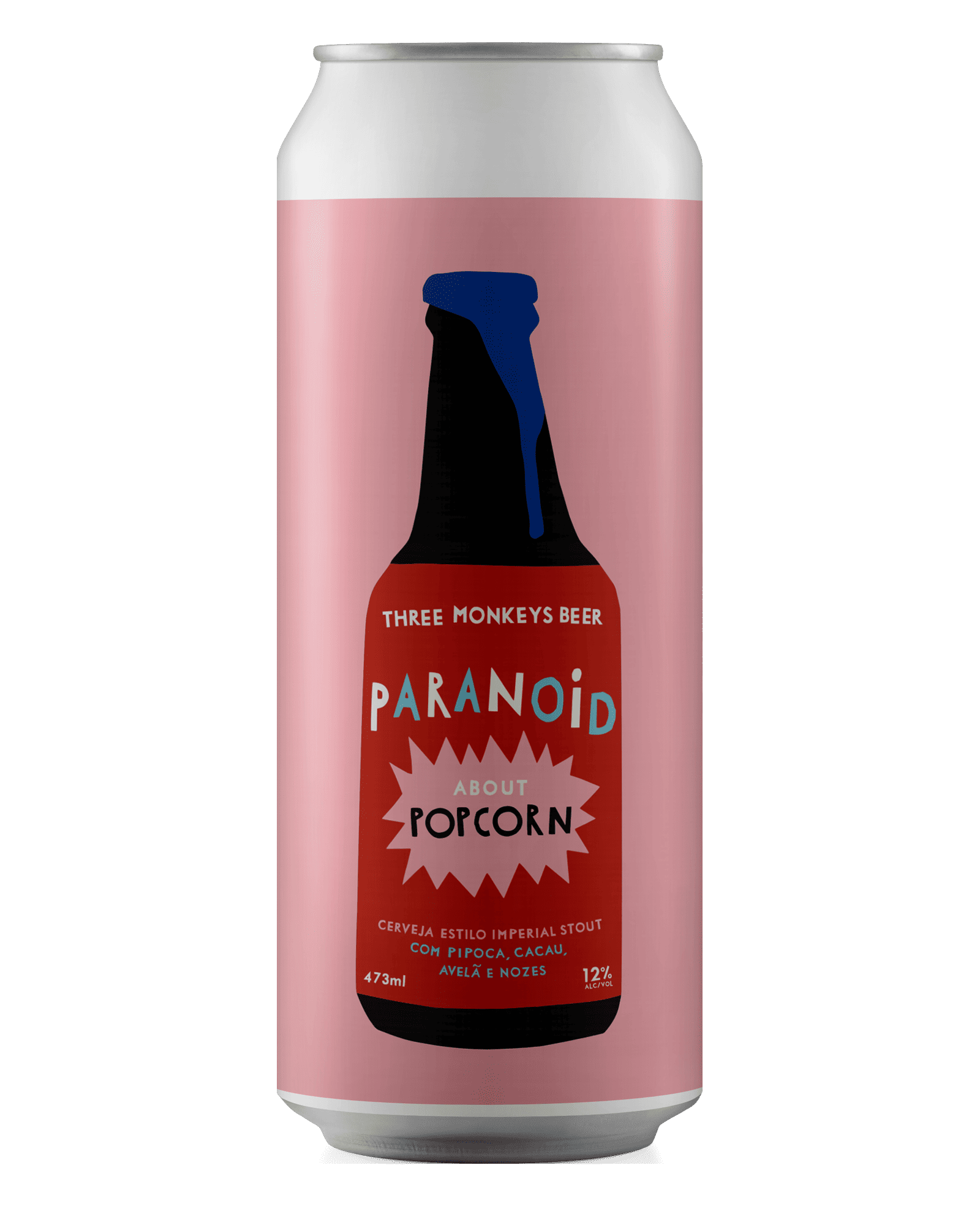 paranoid-about-popcorn-473 v5 Lata de 473ml da cerveja Paranoid About Popcorn, da Three Monkeys Beer